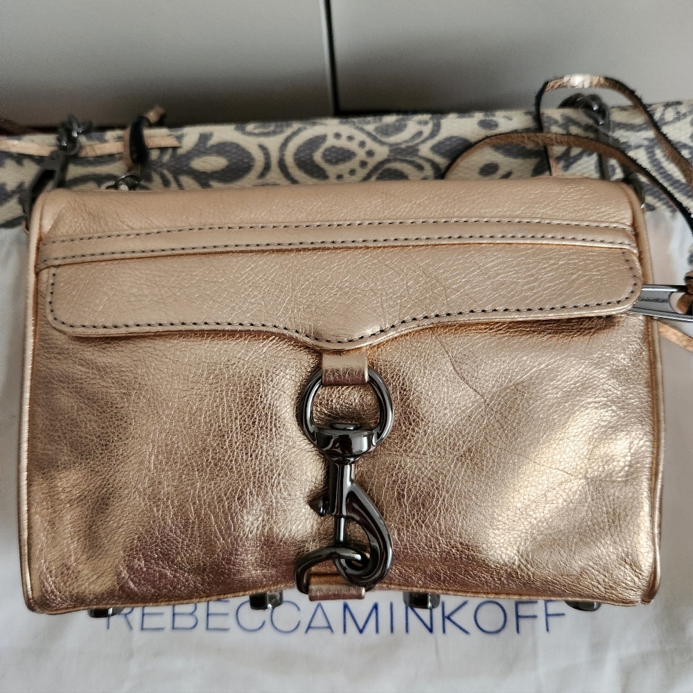 Rebecca Minkoff Rose Gold Mini MAC Handbag/ Crossbody Purse - Picture 2 of 6